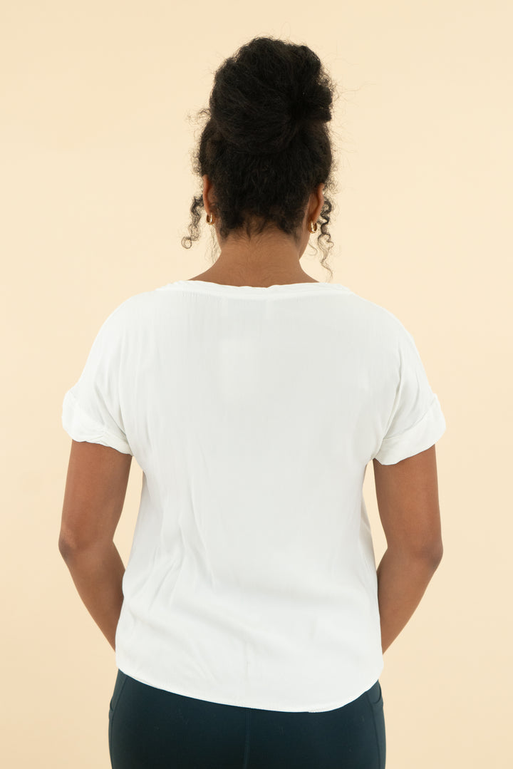 luminary fine collection white v neck blouse (s; retail $156)