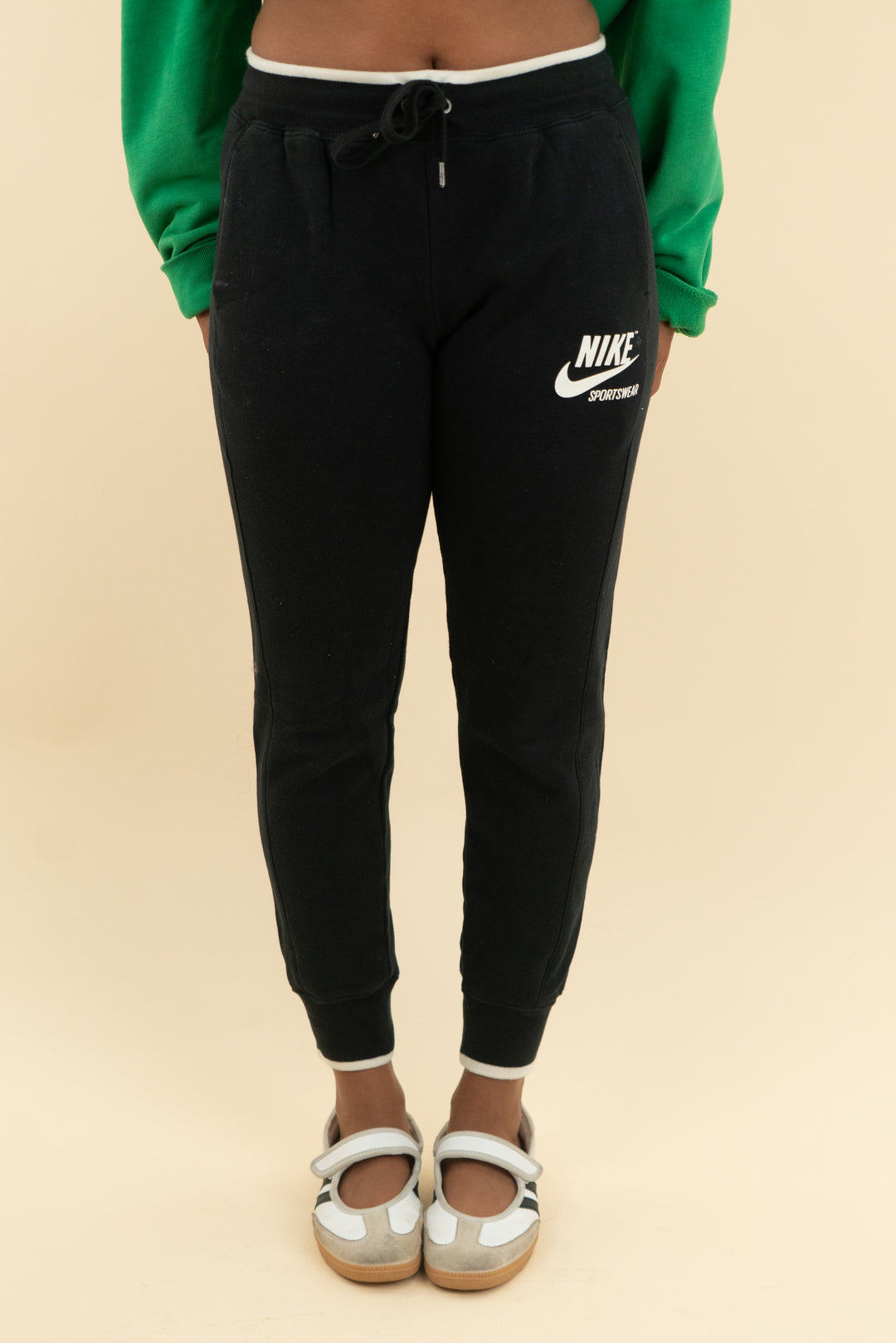 Nike black and white joggers (s)