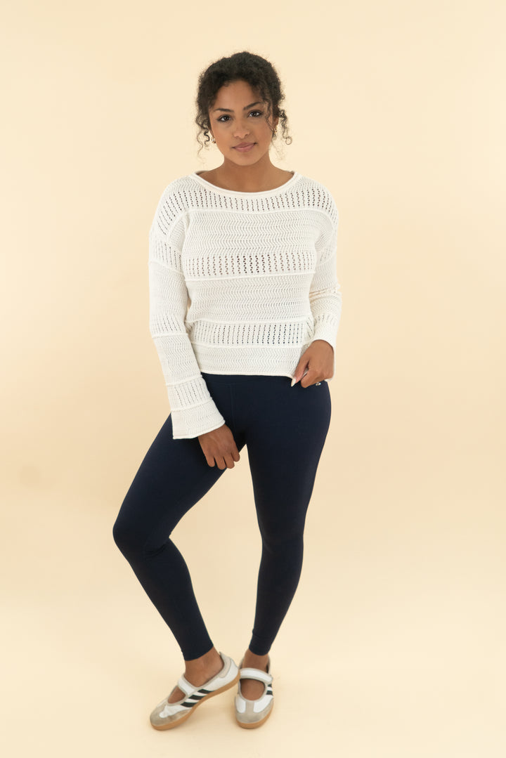 cream crochet knit sweater (s)