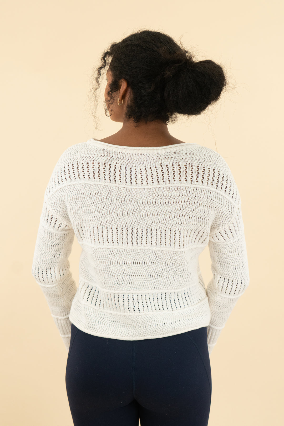 cream crochet knit sweater (s)