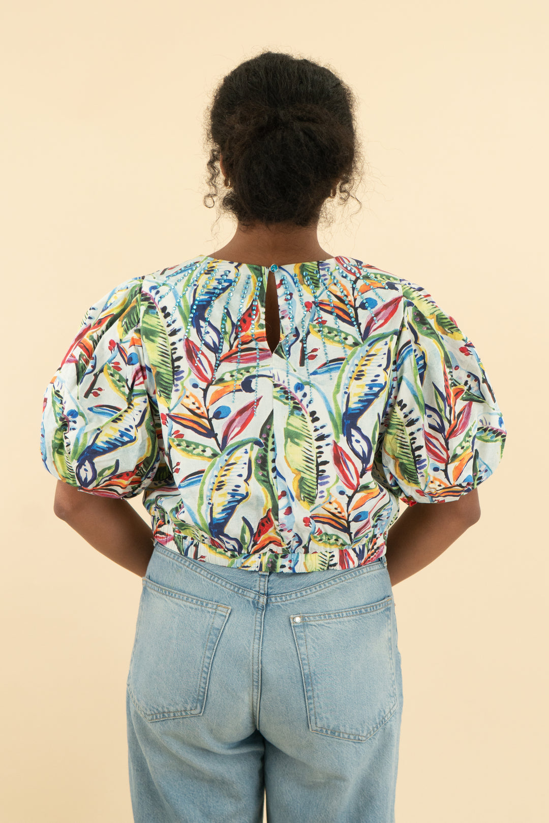 queen of sparkles multi tropical rhinestone top nwt (l; retail $156)