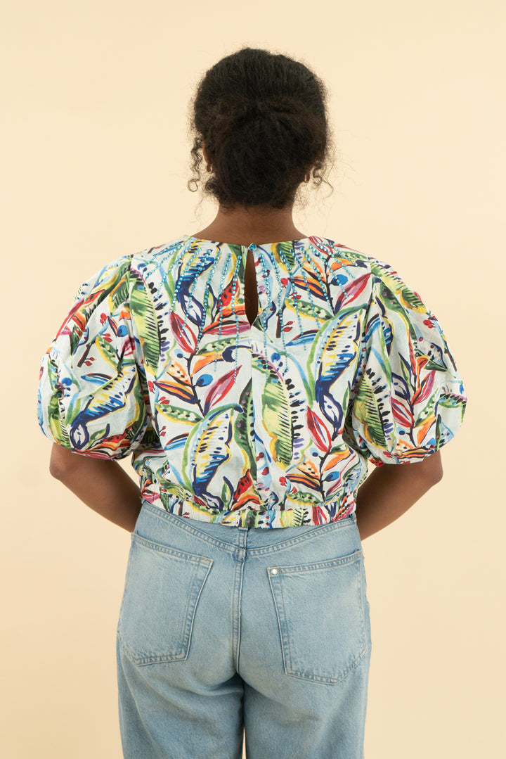 queen of sparkles multi tropical rhinestone top nwt (l; retail $156)