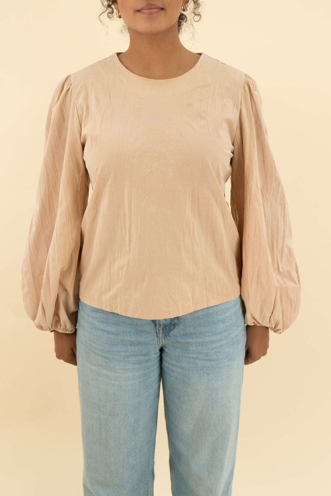 nude balloon long sleeve blouse (s/m)