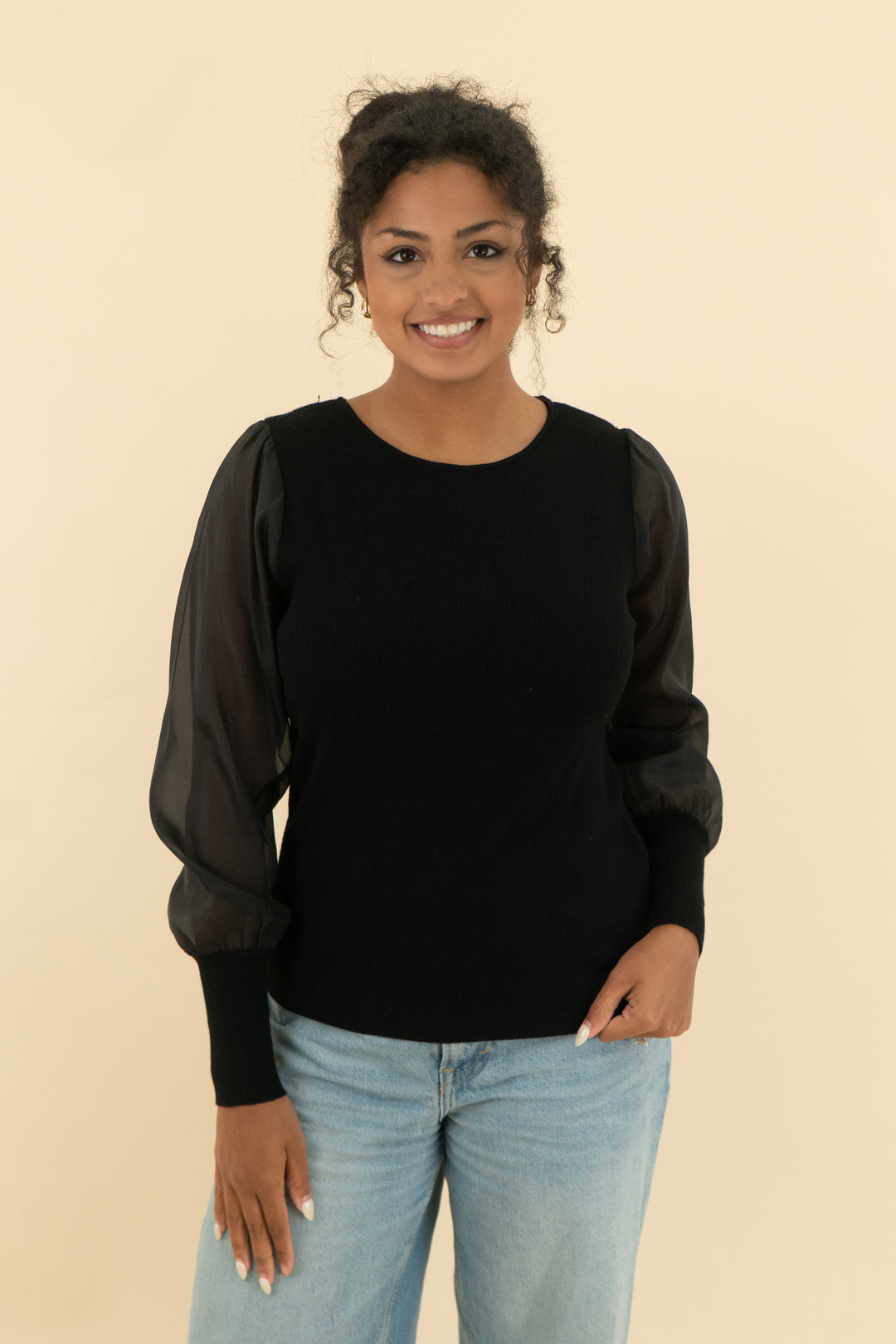 black top with mesh long sleeve (s)