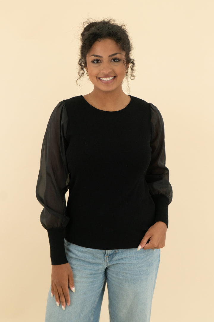 black top with mesh long sleeve (s)