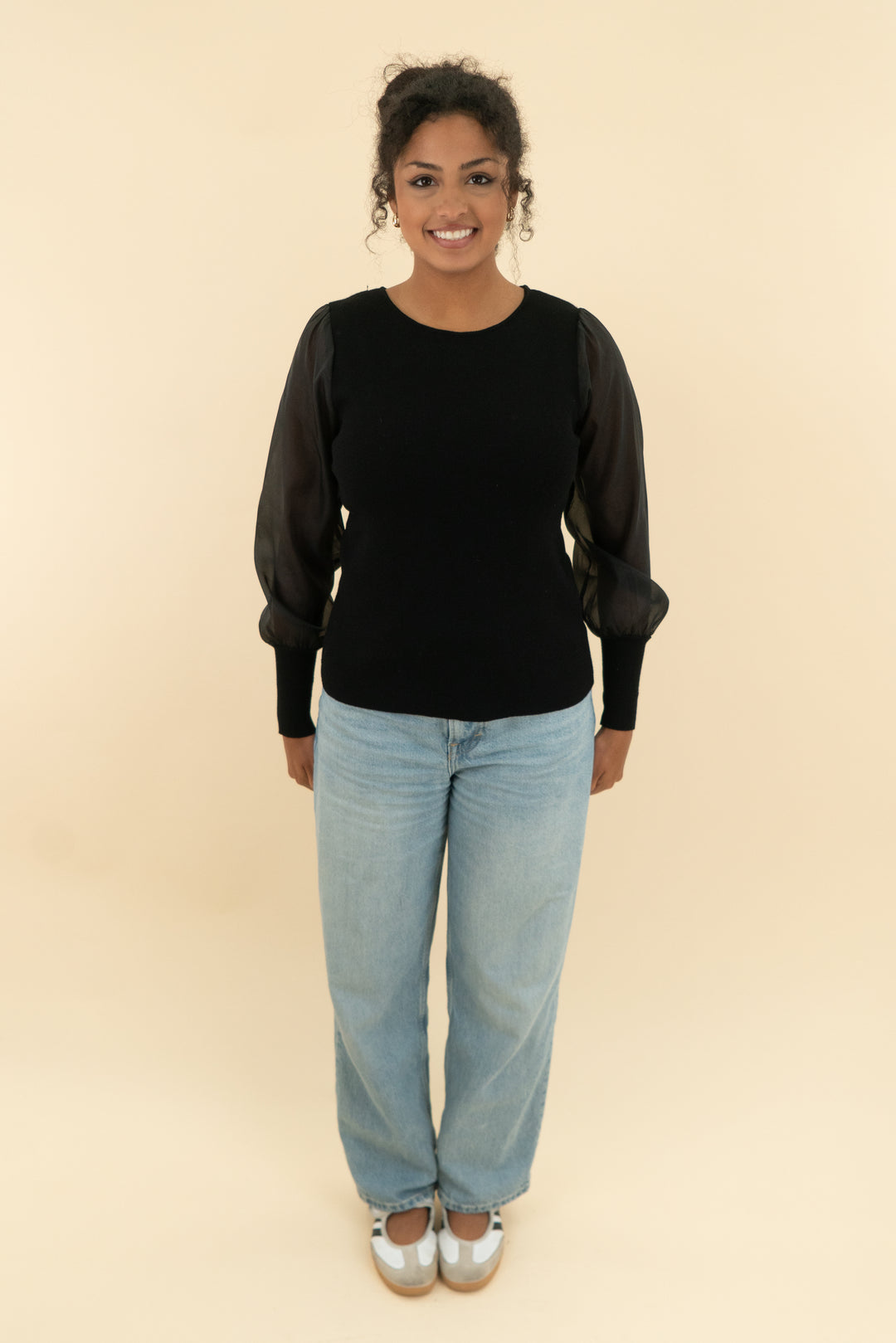 black top with mesh long sleeve (s)