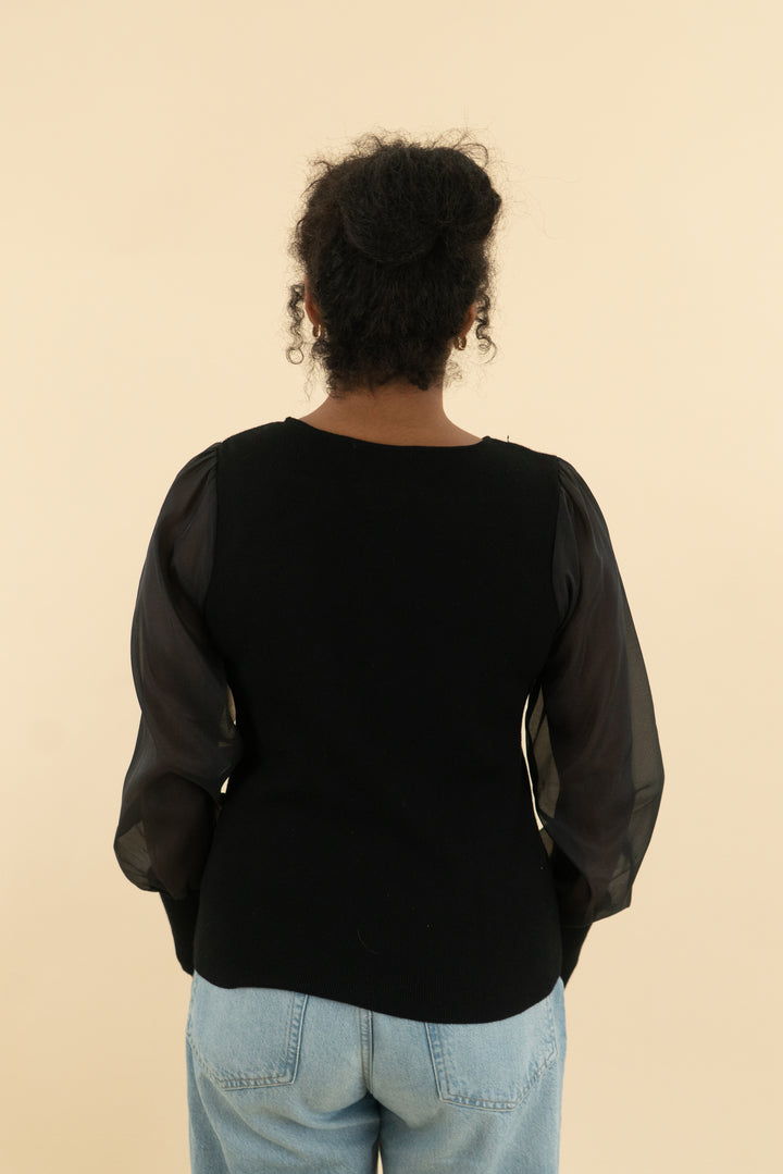 black top with mesh long sleeve (s)