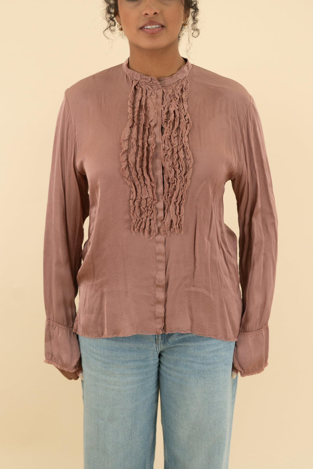 jaga dusty rose button up long sleeve blouse (2)
