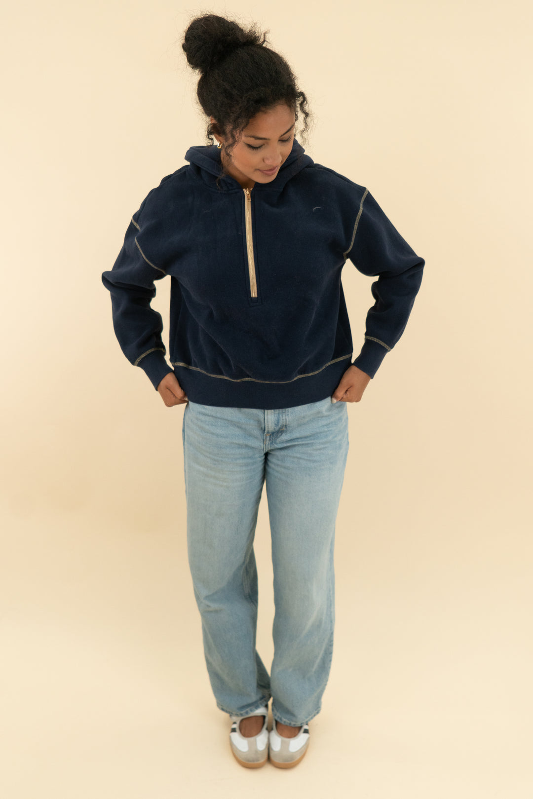pretty garden navy half zip (m)