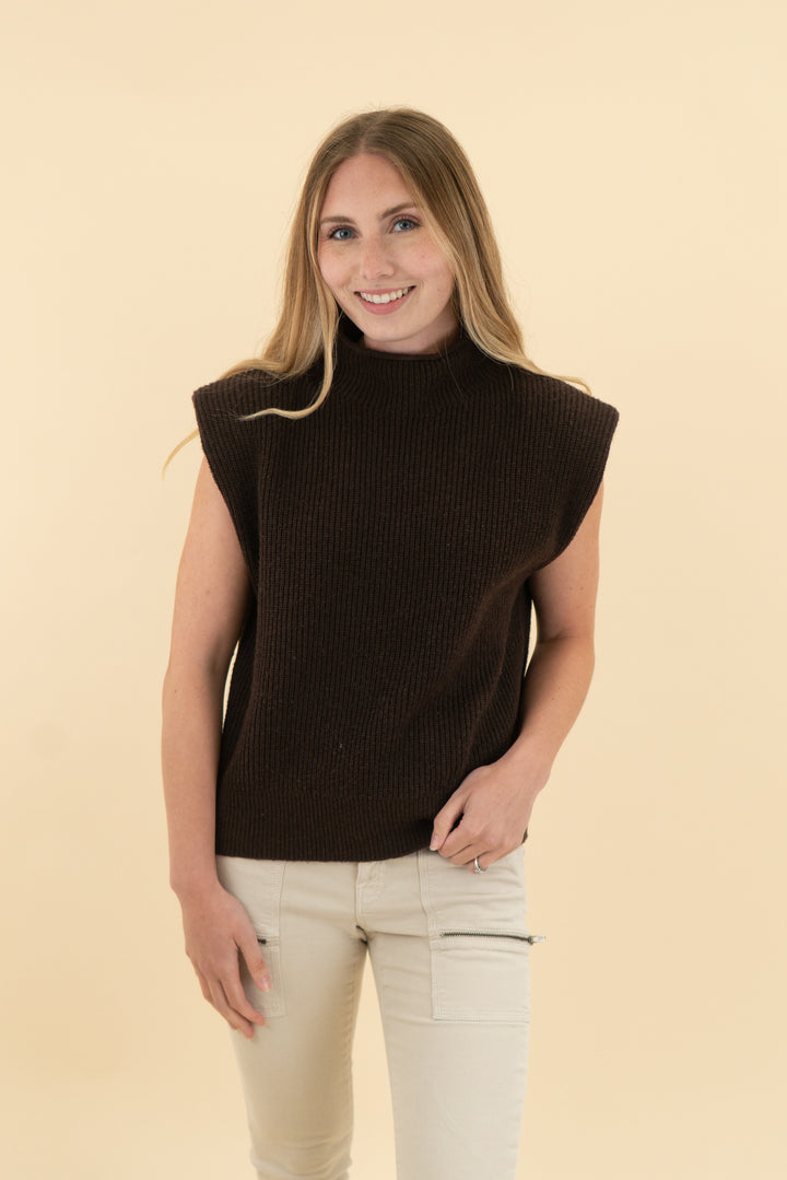 antonio melani brown turtleneck sweater tank (xs; retail $129)