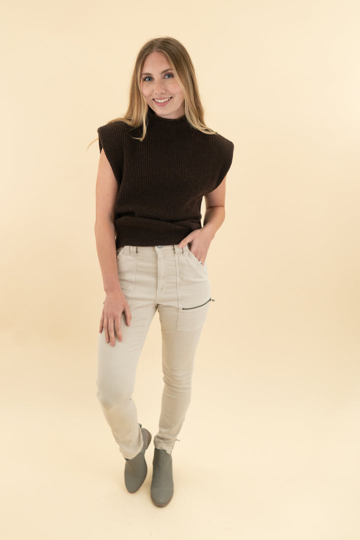 antonio melani brown turtleneck sweater tank (xs; retail $129)