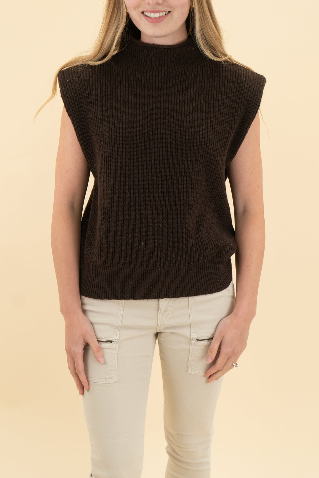 antonio melani brown turtleneck sweater tank (xs; retail $129)
