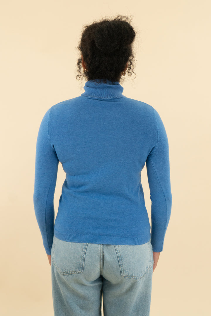 extasy blue turtleneck with shimmer trim  (s)