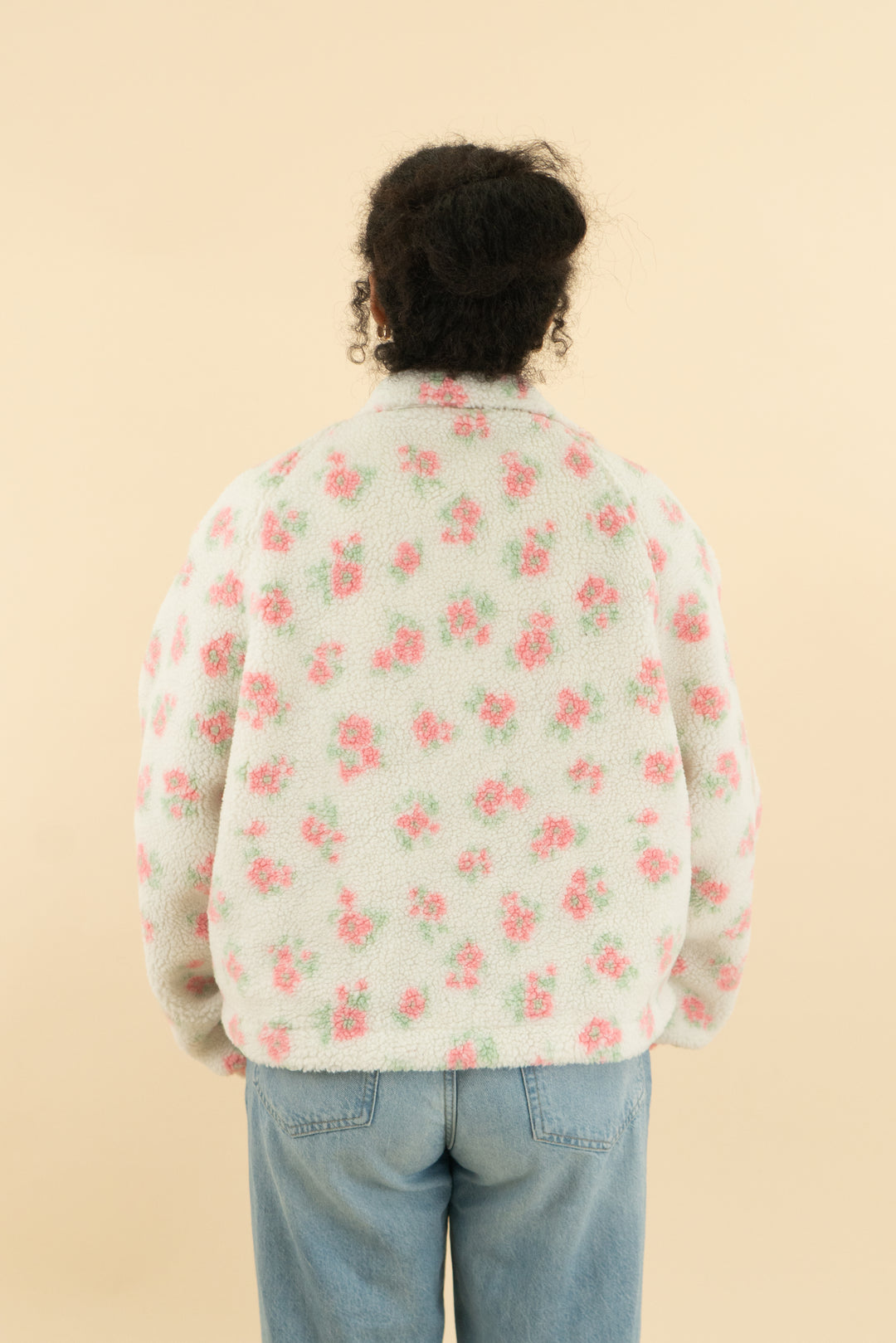 double zero white floral teddy coat (m)