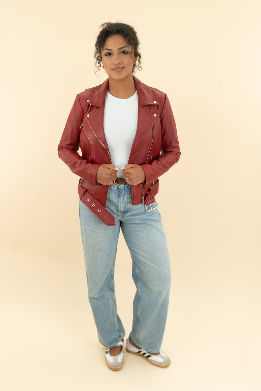 veda red lambskin leather jacket nwt (s; retail $998)