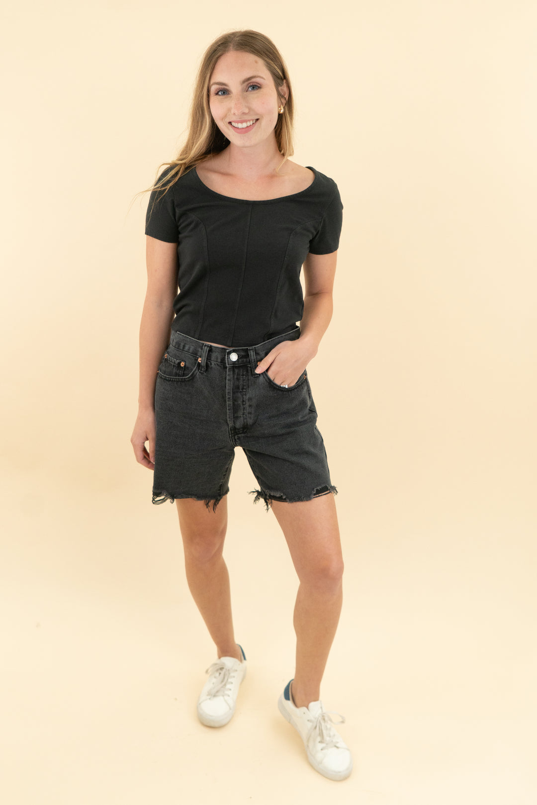 signature 8 black denim shorts (s)