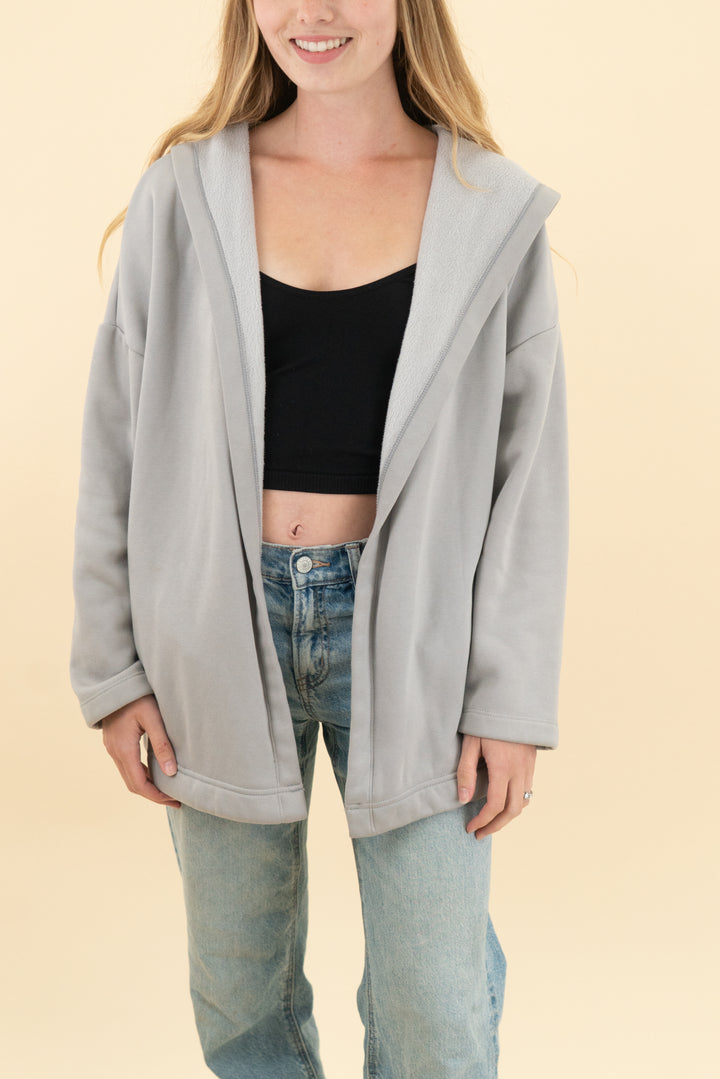 fabletics light grey hooded cardigan (xs)