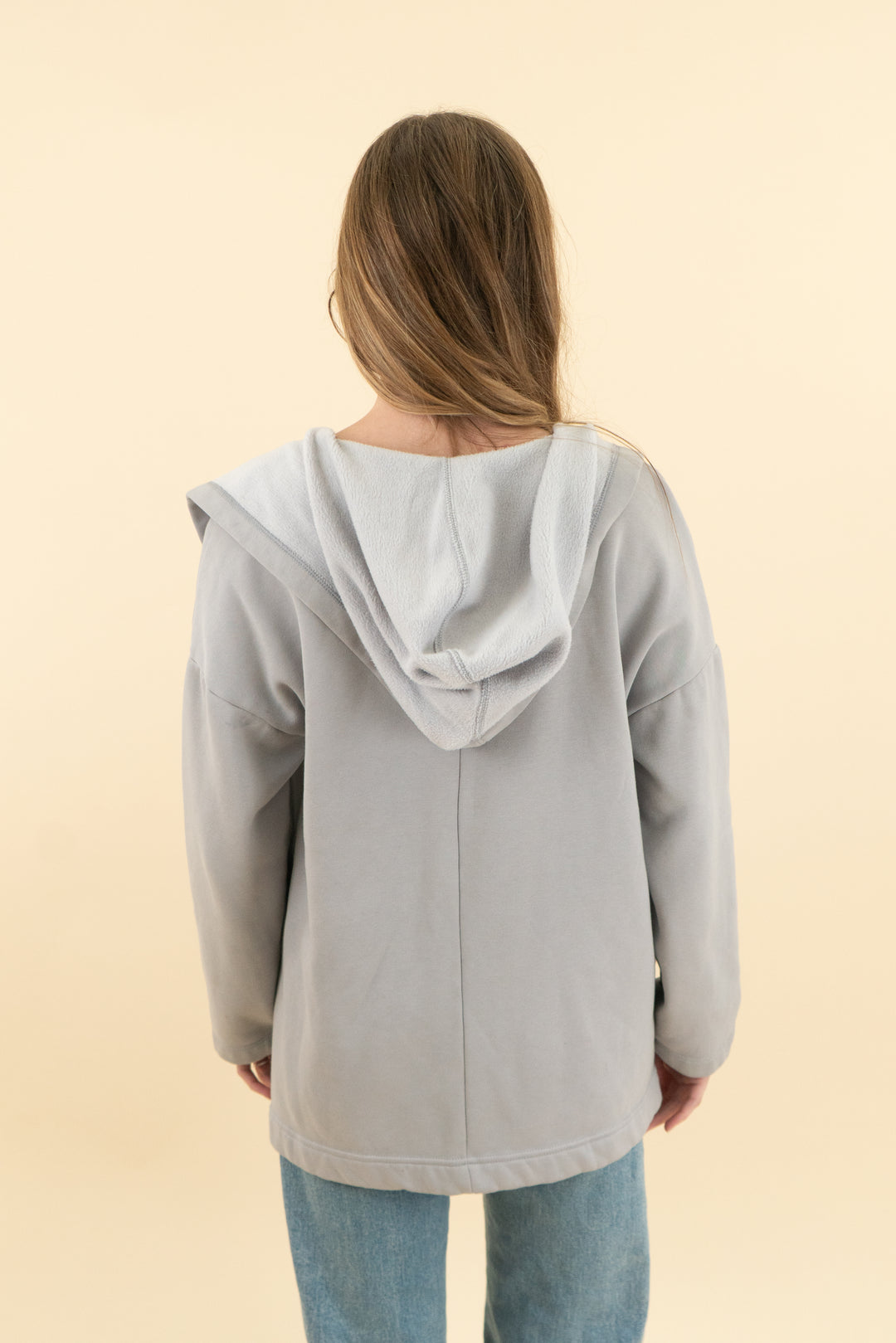fabletics light grey hooded cardigan (xs)