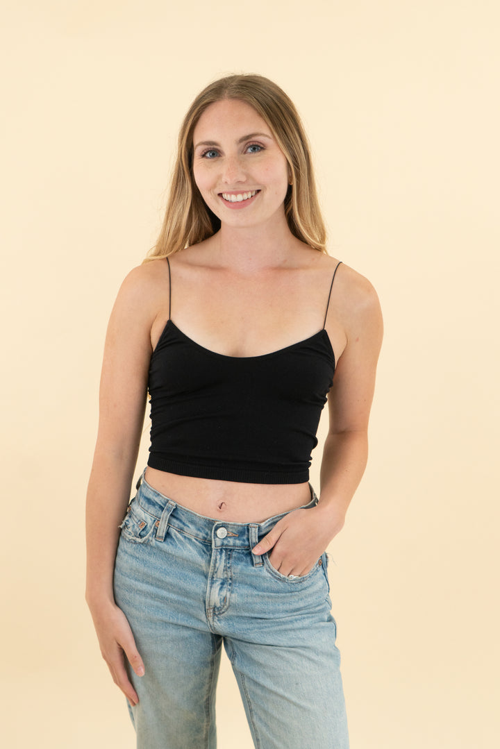 by together black medium cropped cami top (m/l)
