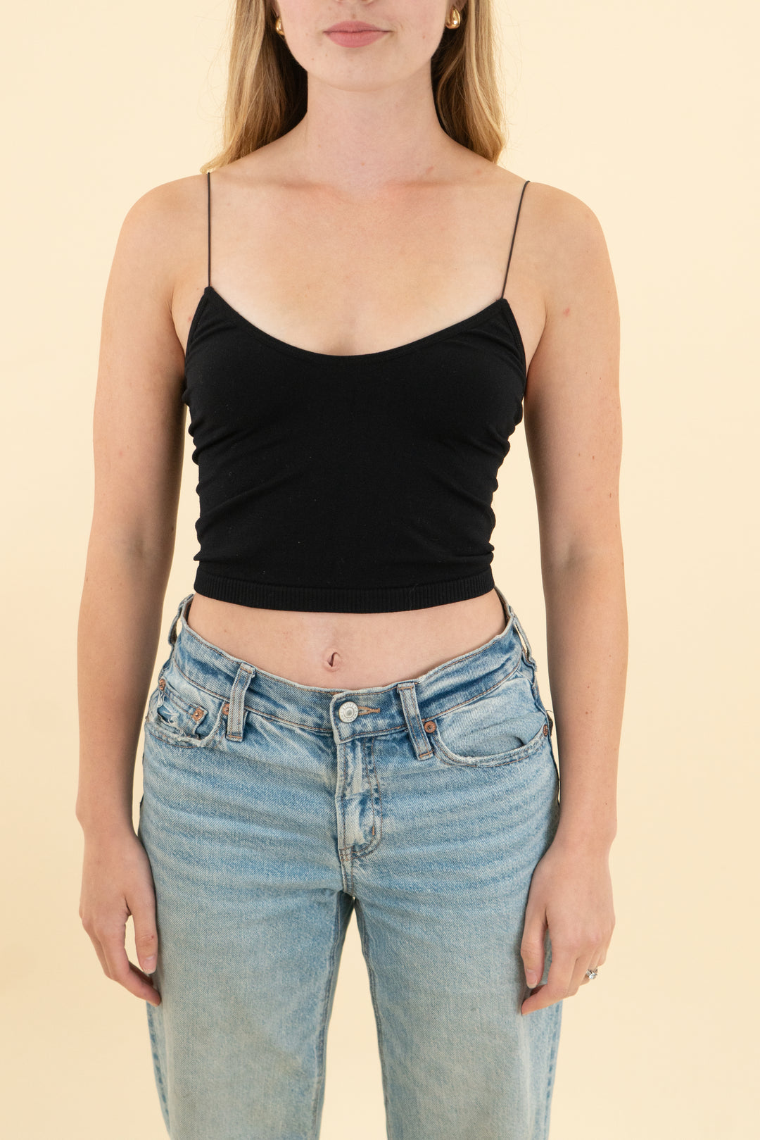 by together black medium cropped cami top (m/l)
