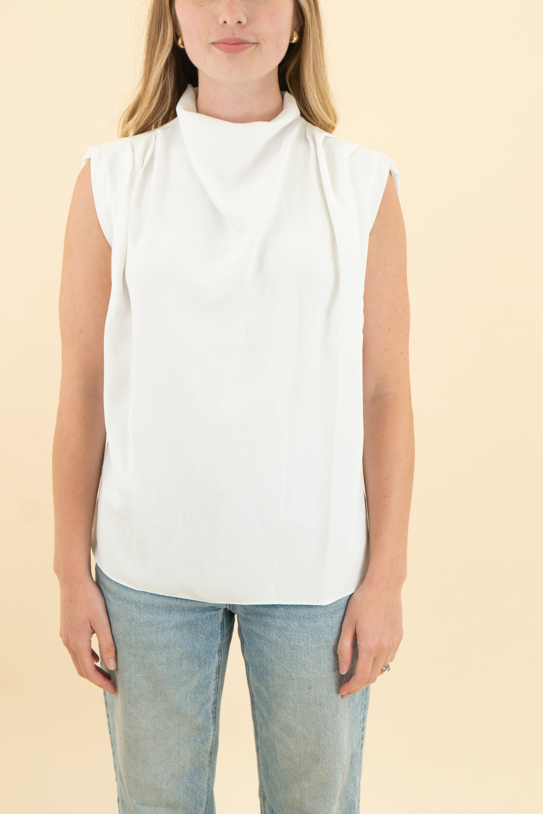 amanda uprichard white sleeveless loose blouse (xs)