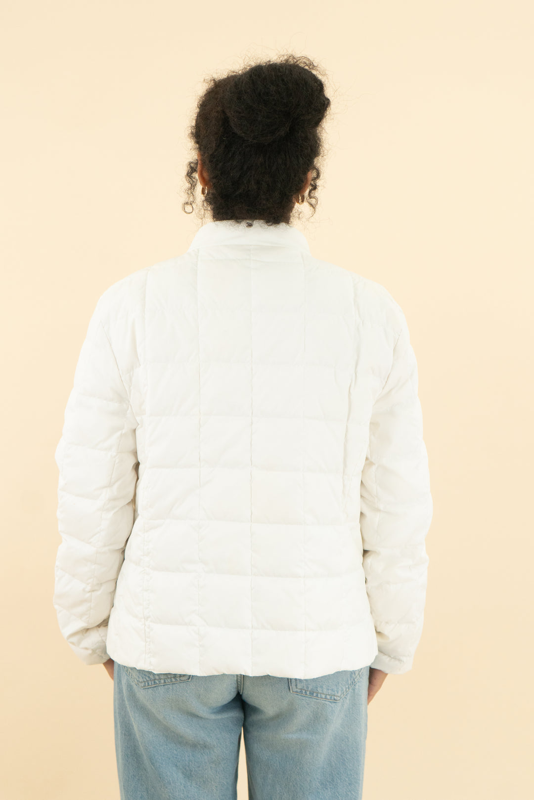 ciao milano lia antique white puffer with rhinestones (xl; retail $195)