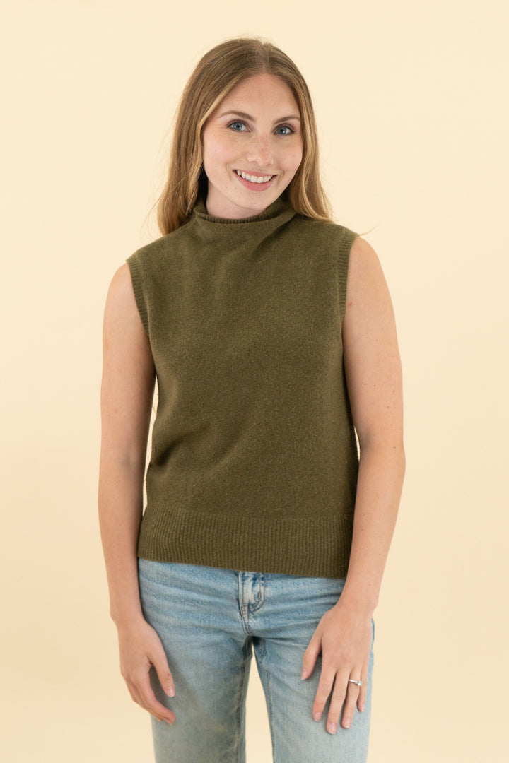 abercrombie & fitch merino wool blend olive green sweater tank (xs)