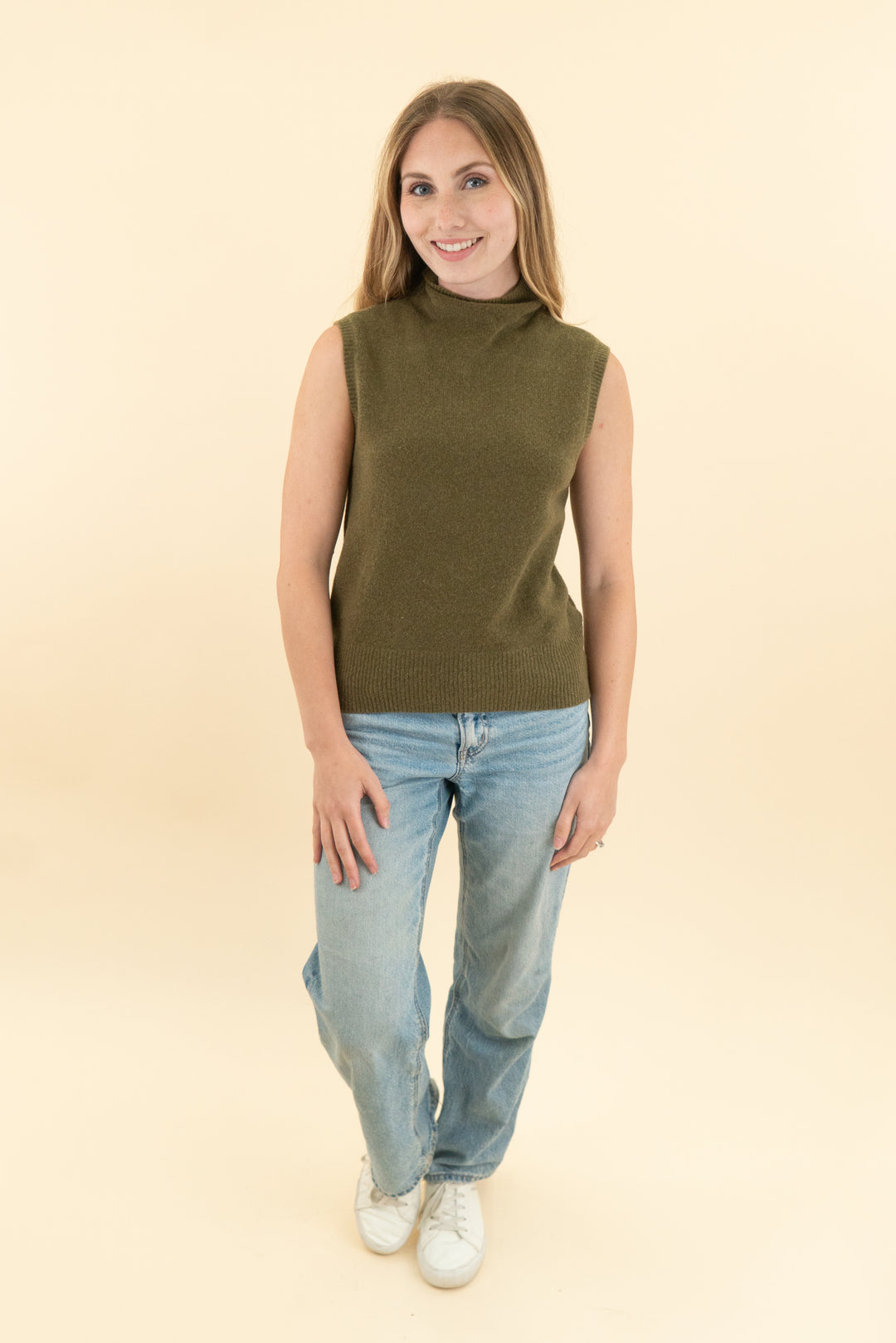 abercrombie & fitch merino wool blend olive green sweater tank (xs)