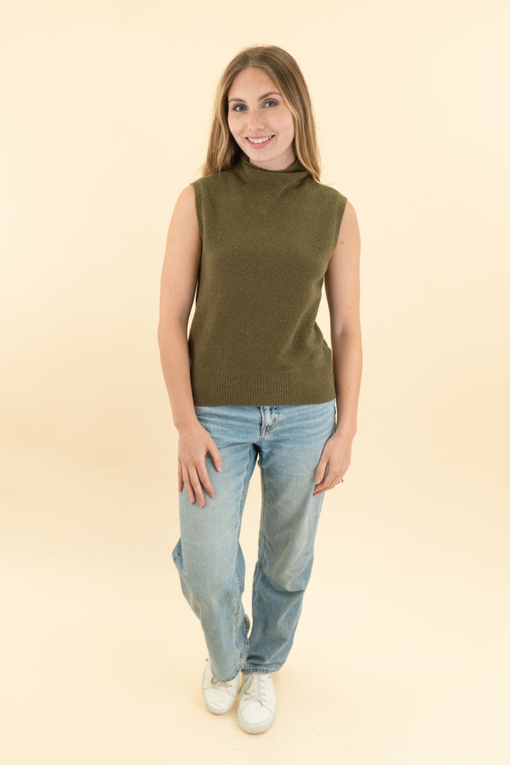 abercrombie & fitch merino wool blend olive green sweater tank (xs)