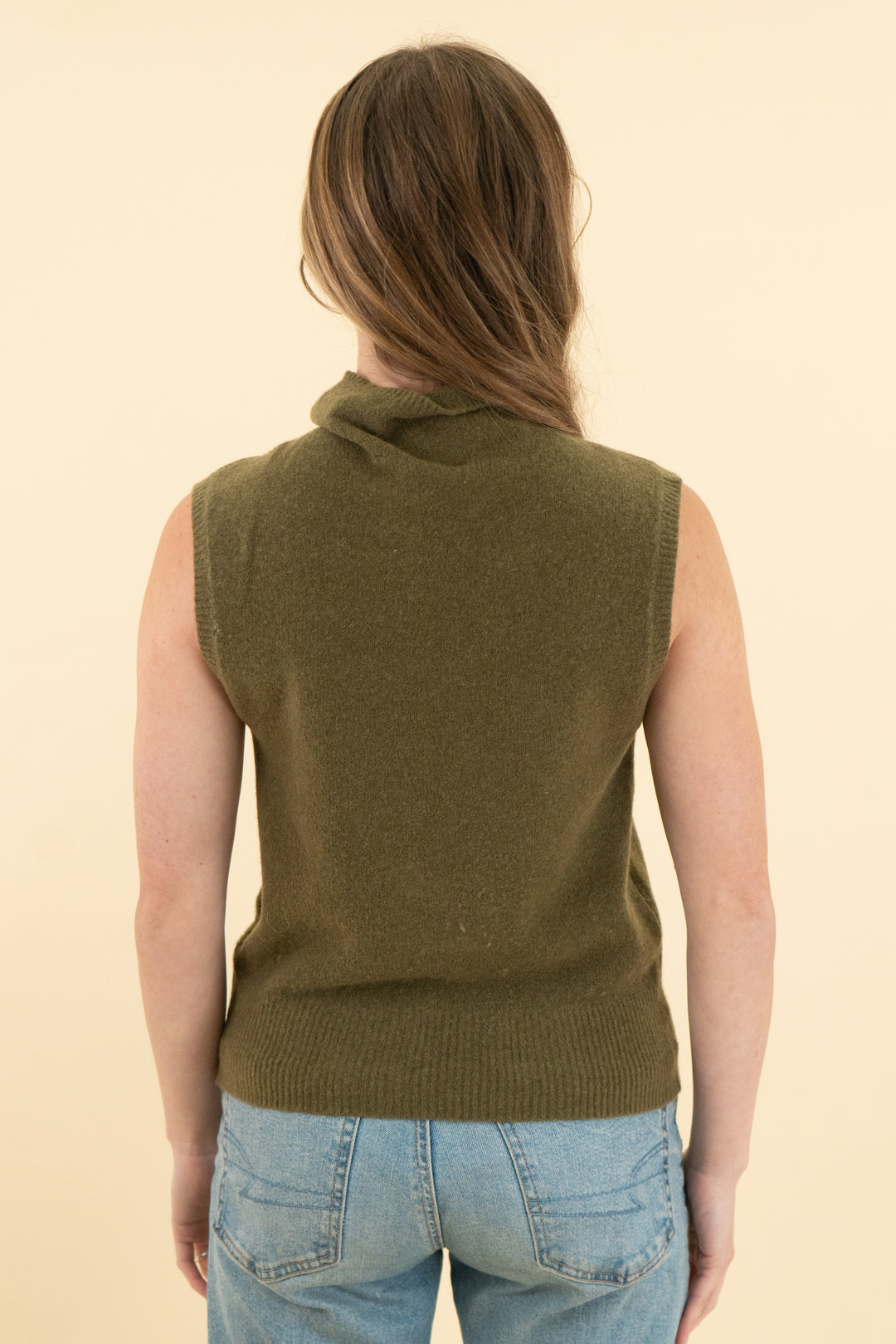 abercrombie & fitch merino wool blend olive green sweater tank (xs)