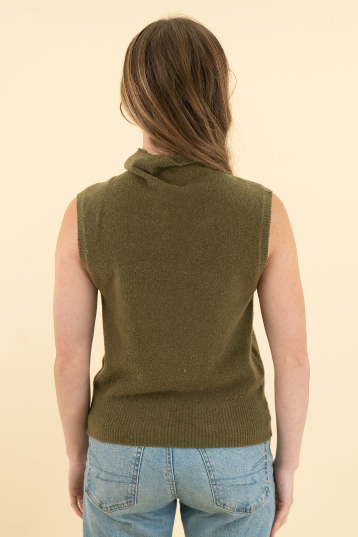 abercrombie & fitch merino wool blend olive green sweater tank (xs)