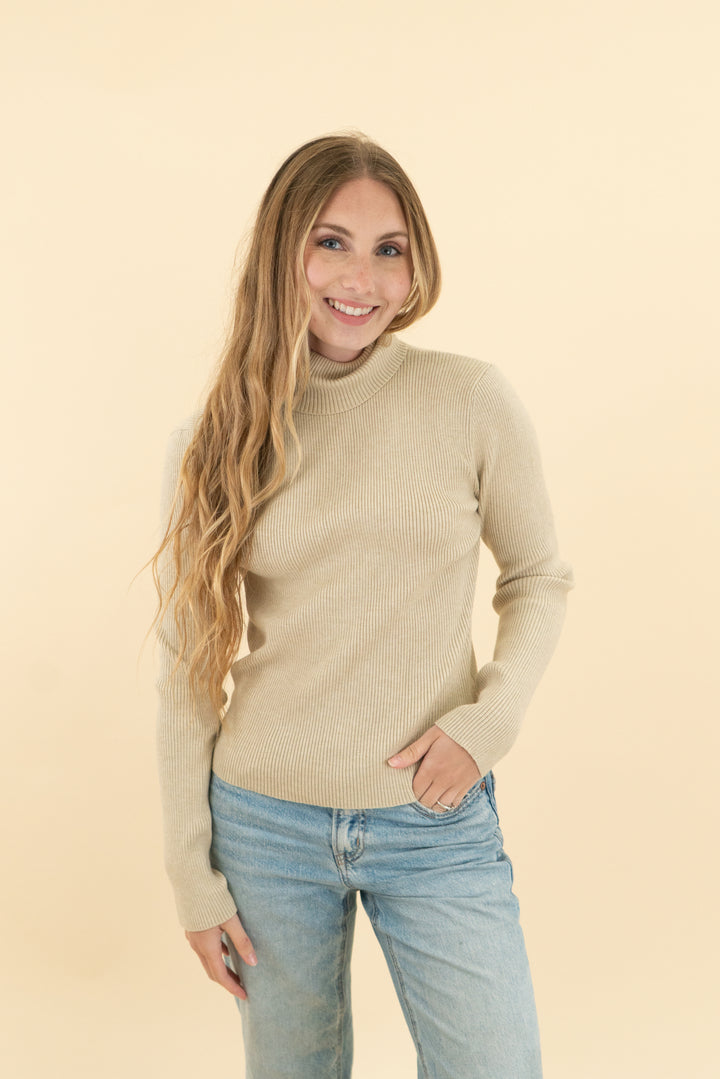 cielo tan ribbed knit turtleneck top (s; retail $32)