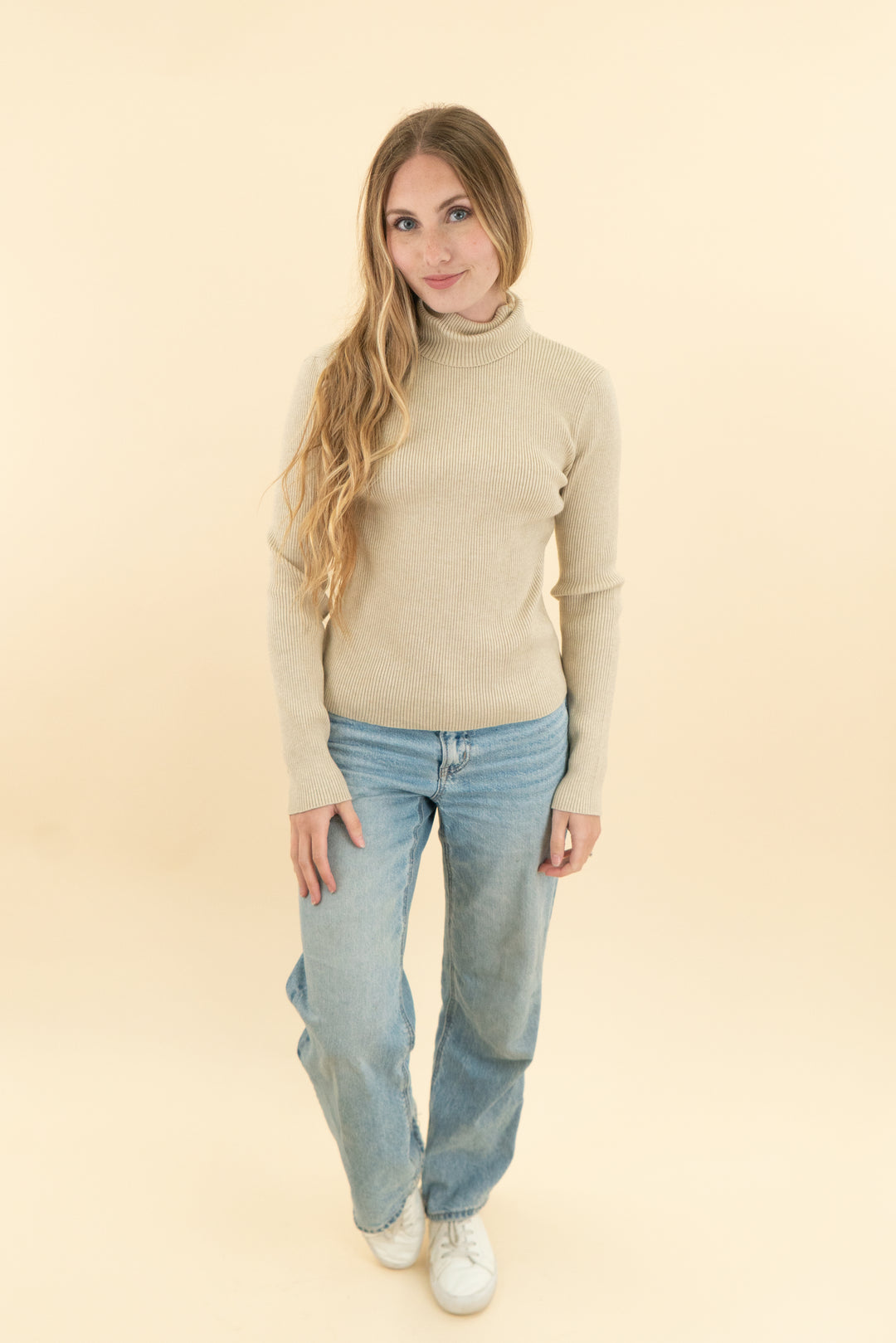 cielo tan ribbed knit turtleneck top (s; retail $32)