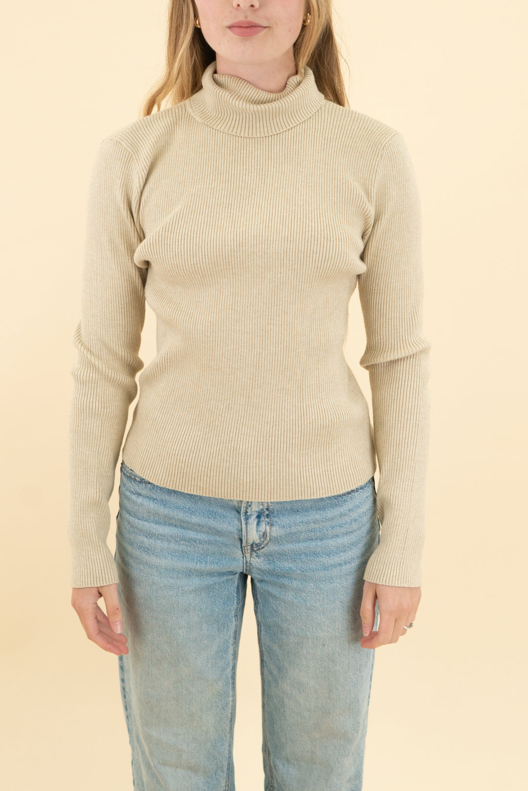 cielo tan ribbed knit turtleneck top (s; retail $32)