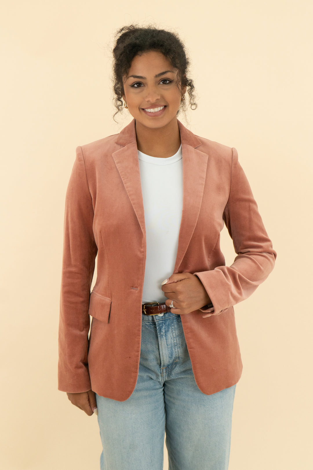 frame old rose classic blazer (4; retail $575)