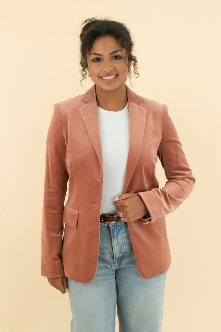 frame old rose classic blazer (4; retail $575)