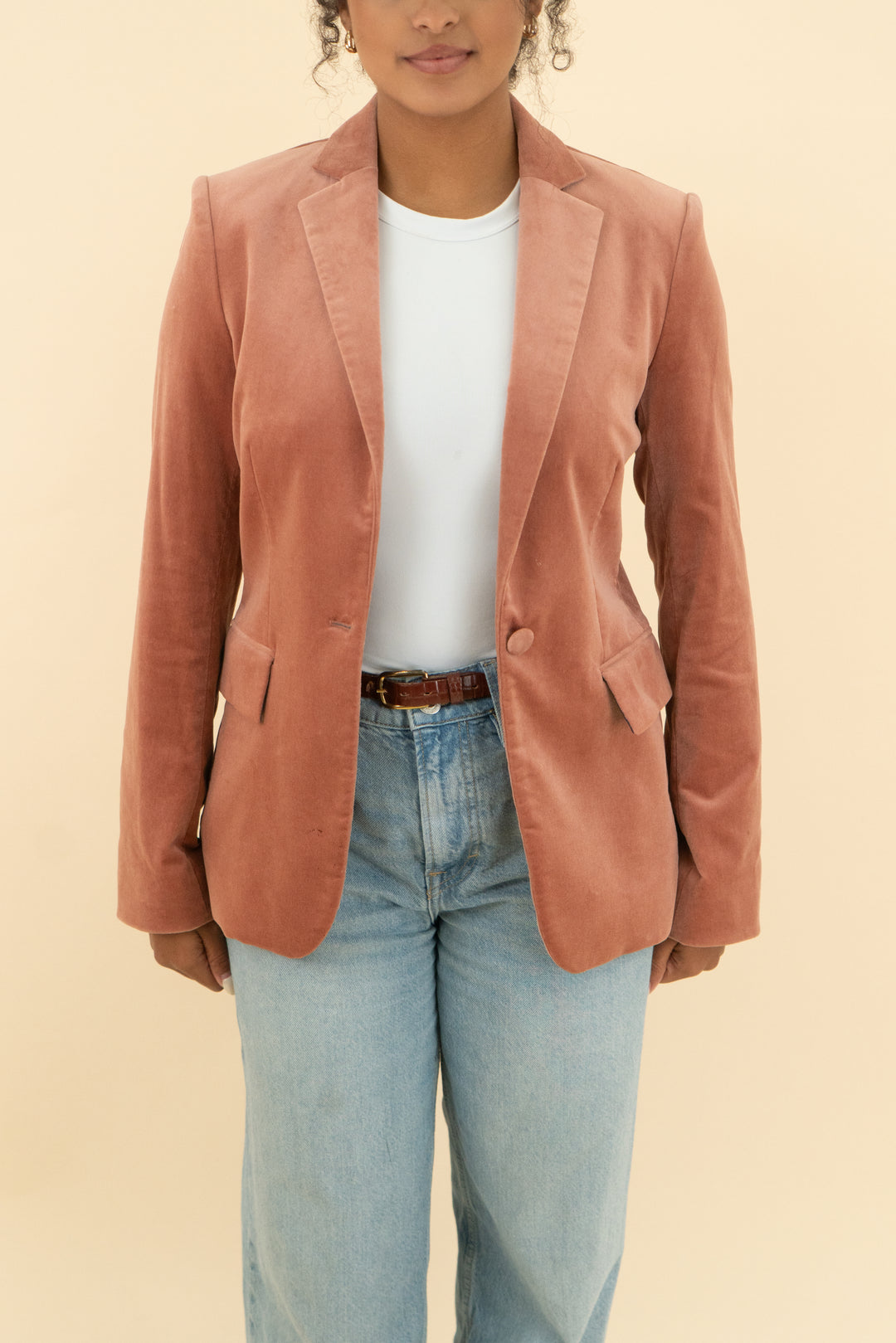 frame old rose classic blazer (4; retail $575)