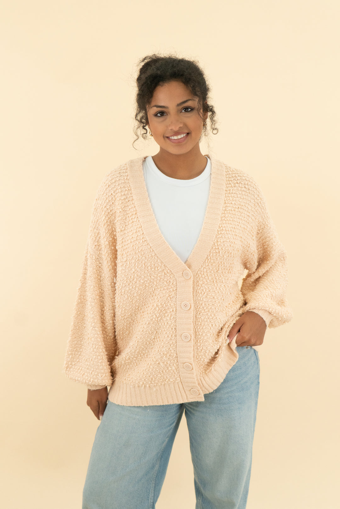 aerie x emily & meritt peach textured knit cardigan nwt (xs; retail $98)