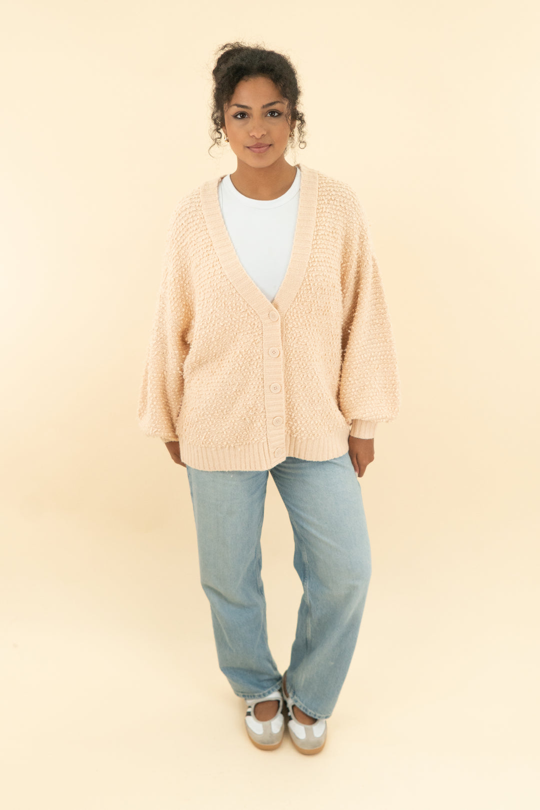 aerie x emily & meritt peach textured knit cardigan nwt (xs; retail $98)