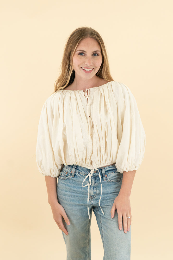tularosa cream floral long sleeve top nwt (xs)