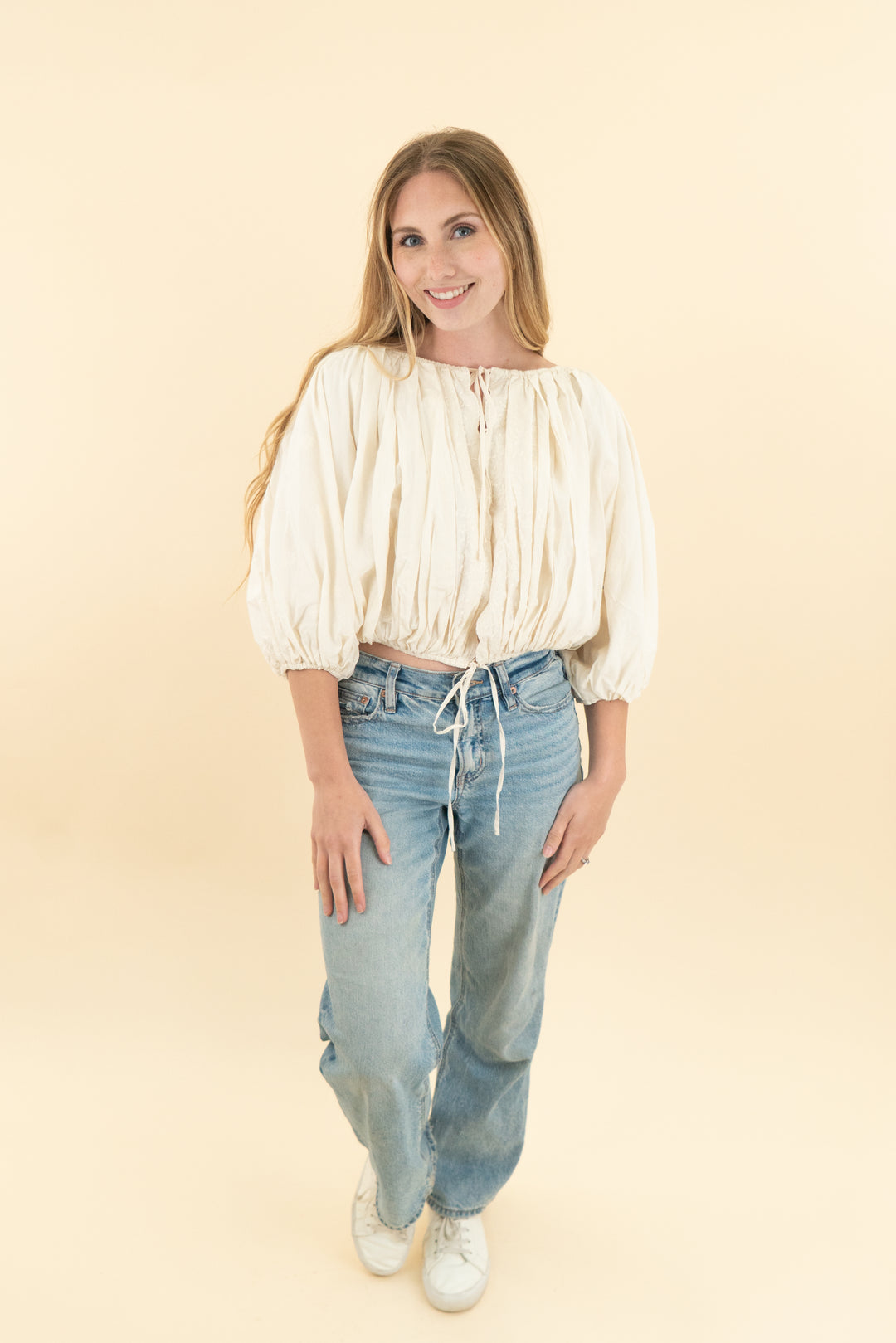tularosa cream floral long sleeve top nwt (xs)