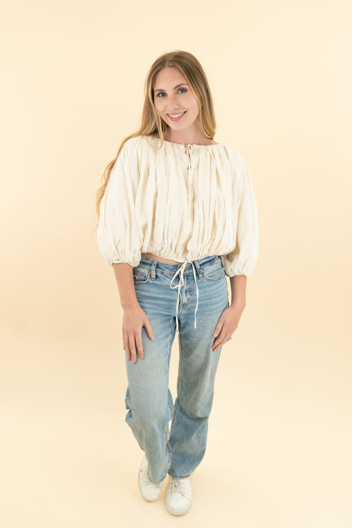 tularosa cream floral long sleeve top nwt (xs)