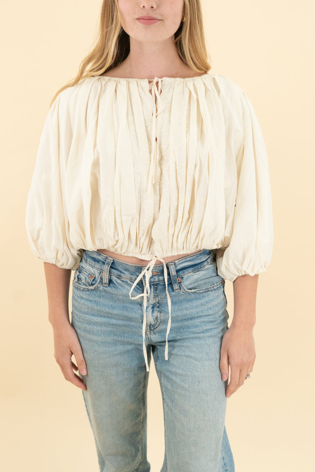 tularosa cream floral long sleeve top nwt (xs)