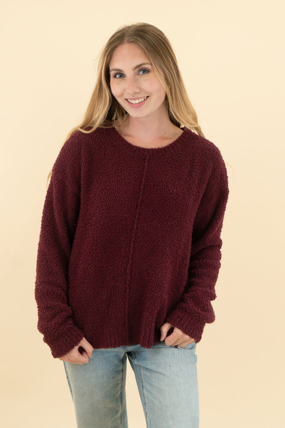bobeau maroon fuzzy sweater (xs)