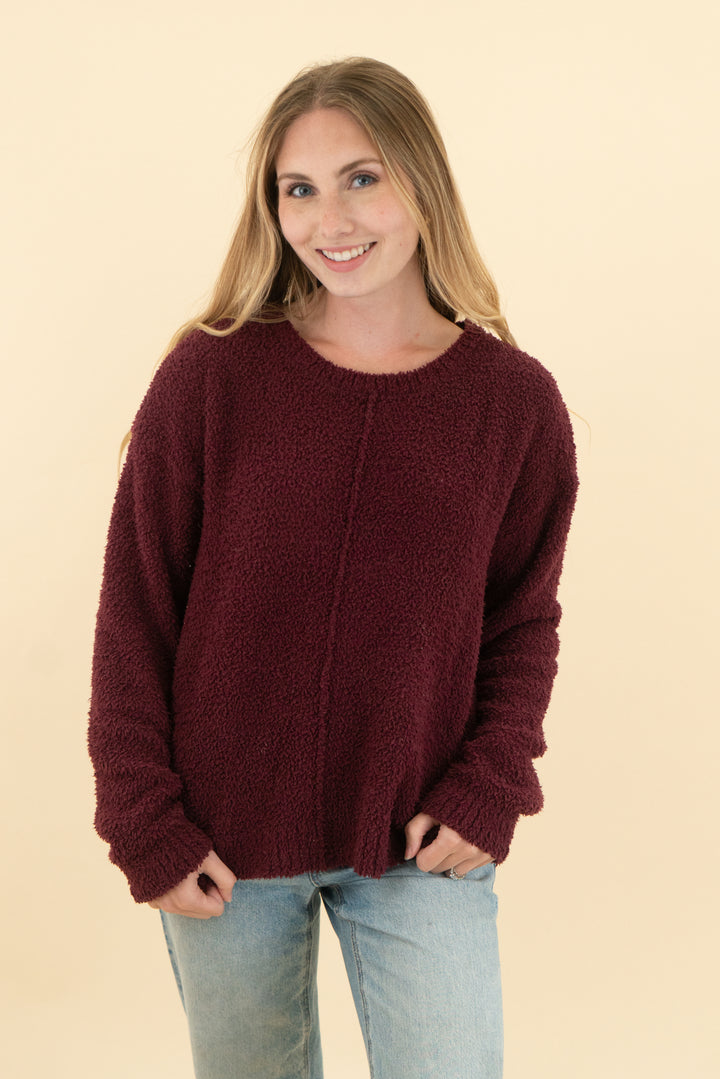 bobeau maroon fuzzy sweater (xs)