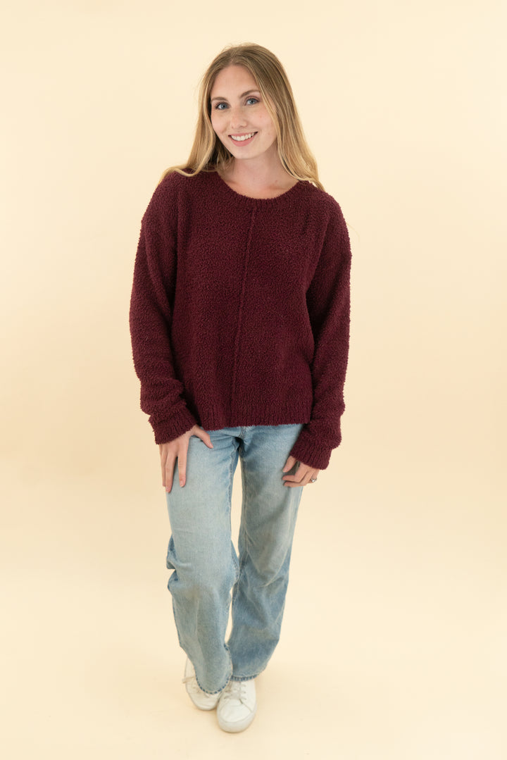 bobeau maroon fuzzy sweater (xs)