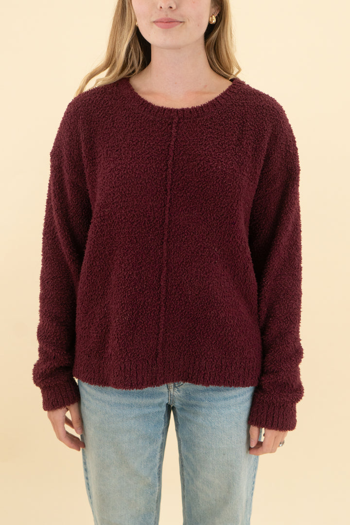 bobeau maroon fuzzy sweater (xs)