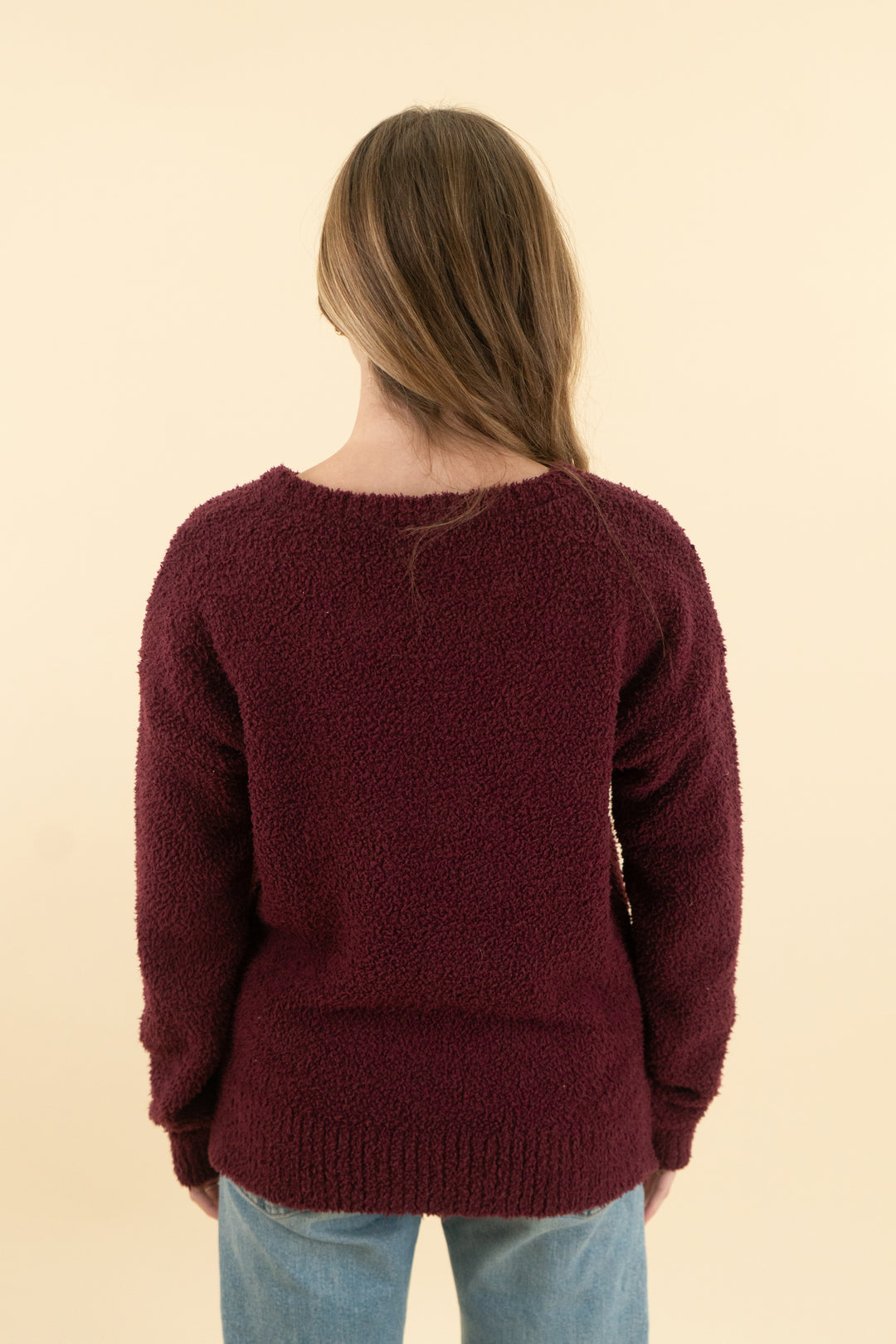 bobeau maroon fuzzy sweater (xs)