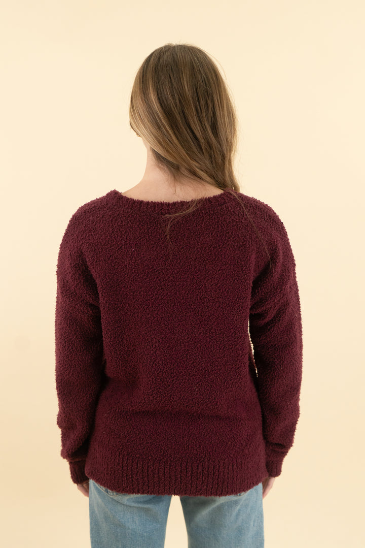 bobeau maroon fuzzy sweater (xs)