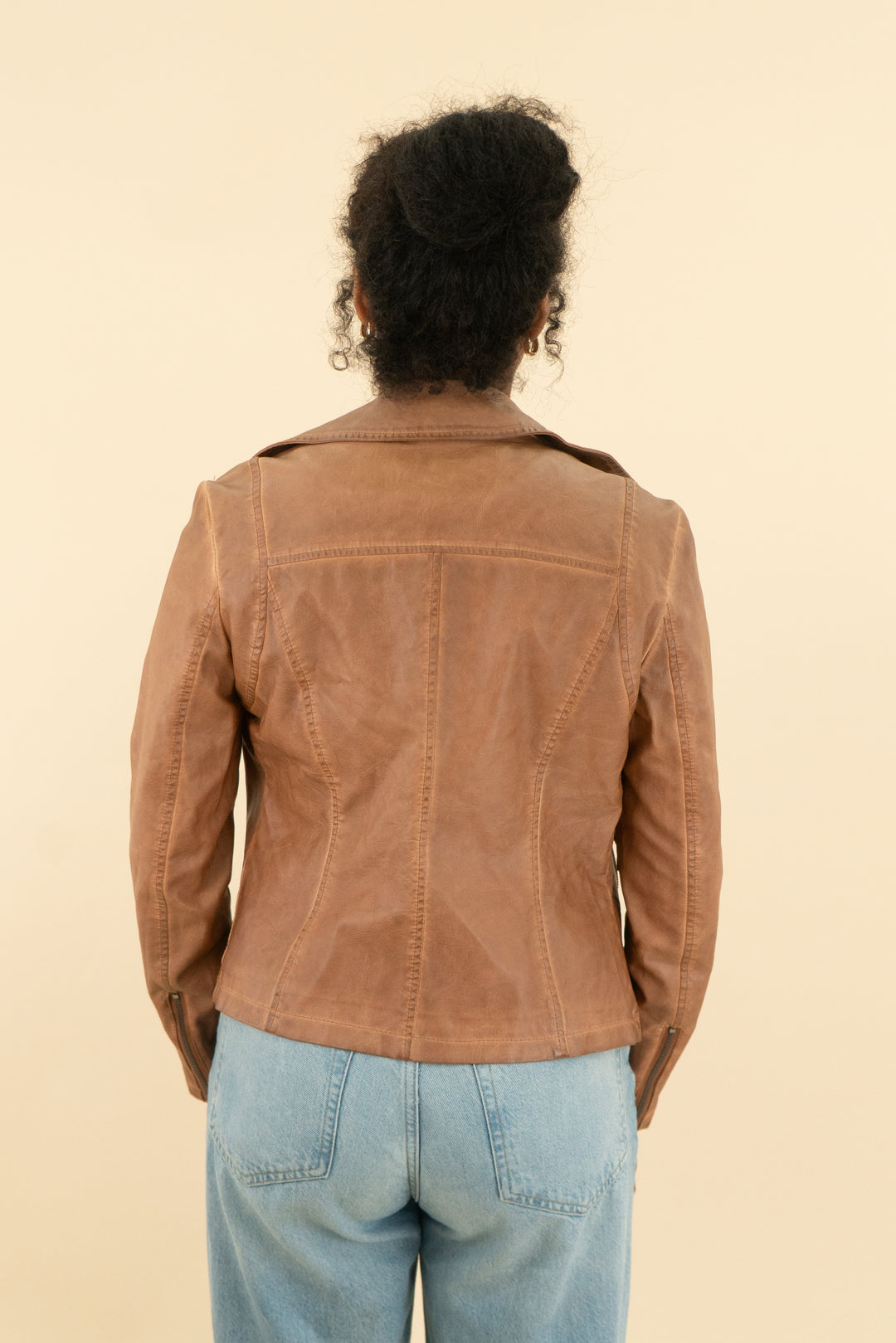 max studio brown faux leather jacket (s)